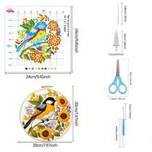 11CT Cross Stitch DIY Kit, Beginner Starter Set, Bookshelf Floral Pattern, Home Decor Creative Gift