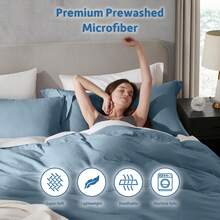 Soft Prewashed California King Duvet Cover Set, 3 Piece, Zipper Closure, 104x98 Inches Duvet Cover And 2 Pillow Shams - No Comforter,  In 2025 - 石藍色(無被子) - 查看 5