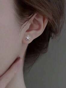 Snowflake Stud Earrings For Women, Minimalist Unique Design Cute Floral Earrings, Student Jewelry(The Random Shipping Pictures Are For Reference Only) Christmas Waist Chain Hoop Earrings Women Jewelry Women Christmas Decorations Hoops Fairy Earrings For Women Necklaces - 隨機 - 查看 3