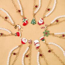 Braccialetto in lega natalizio con ciondoli a forma di albero di Natale, Babbo Natale, pupazzo di neve, renna, campana, fiocco di neve - ottima scelta regalo per famiglia e amici