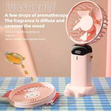 5-SPEED RECHARGEABLE PORTABLE HANDHELD FAN - Pink - View 9