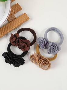 4pcs Women's Small Rose Flower High Elastic Nylon Hair Scrunchies, Fashion Sweet Versatile Elegant Minimalist Casual Cute Hair Accessories For Ponytail, Everyday, Commute, Party, Holiday ,Makeup ,Ponytail Holders ,Hair Elastics ,Hair Rubber Bands ,Hair Rope