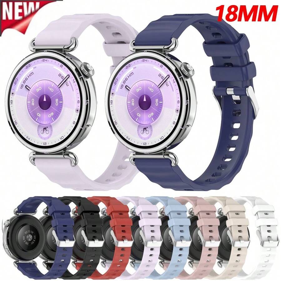18MM Silicone Watch Strap Compatible With Huawei Watch GT6 41mm /GT5 41mm /GT4 41mm Sport Bracelet Smartwatch Band Replacement Wristband Accessories Easy To Install Stylish Design - 18mm - View 1