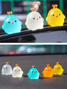 1/2/4 تمثال صغير لتاج الدجاجة الجميلة للسيارة، حيوان أليف مميز للسيارة، إضاءة ليلية الاستخدام كديكور داخلي للسيارة، عنصر ديكور للسيارة