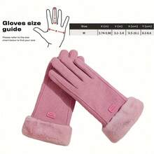1 双女士冬季手套，粉色和黑色户外保暖手套，防风触屏保暖滑雪手套，适合滑雪、徒步、钓鱼、飞行等户外活动，圣诞节配饰 - 彩色 - 查看 9