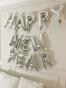 12 件新年快乐气球套装，包含银色“新年快乐”横幅装饰气球，适用于新年派对装饰、2026 新年装饰、2026 除夕派对用品、新年和圣诞节氛围主题装饰拍照道具 - 彩色 - 查看 1
