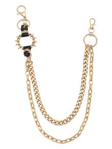 1 Stück Punk-Stil mehrschichtige Metallkette mit Nieten, vintage Rock Mode Gürtel für Herren/Damen, dekoratives Jeans/Hosen Accessoire