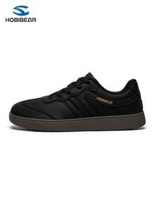 HOBIBEAR 1 paire de chaussures de sport pour l'automne/l'hiver, chaudes et imperméables, chaussures barefoot unisexes avec large, semelle en caoutchouc souple, chaussures de marche nordique confortables, chaussures d'entraînement allemandes pour adolescents, noir - Noir - Voir 4