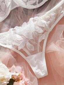 White Embroidered Lingerie Set, Shimmering & Sexy