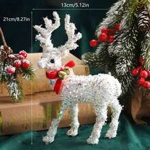 1 pièce Décoration de renne de Noël étincelante blanche, centre de table de Noël, décoration pour vitrine de Noël, convient pour la décoration de fête de Noël et du Nouvel An, décoration de maison et de chambre, ambiance des fêtes, cadeau de Noël, décoration d'anniversaire, de mariage, d'action de grâce, décoration de vacances