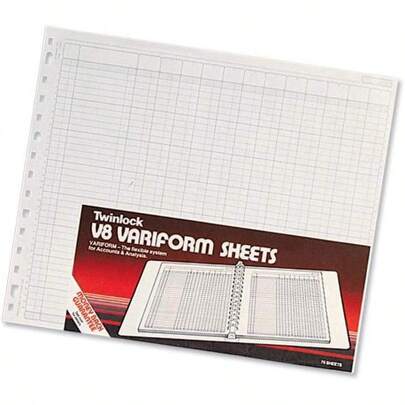 Twinlock Variform MultiRing Binder V8 Cash Refill Sheets 10 Columns White Pack Of 75
