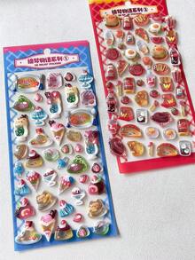 3D Embossed Cute Food Retro Stickers, DIY Phone Case, Scrapbooking, Fidget Toys - Multicolor - View 7