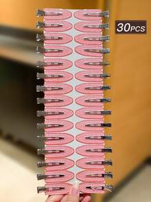 30个粉色发夹，简约风格，小巧精致，鳄鱼夹设计，女士发饰，发夹，度假配饰，适合日常休闲和户外佩戴，发饰，女士配饰，可爱配饰，情人节配饰，头部配饰，发卡 - 粉色 - 查看 3