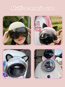 2pcs 3D Cute Cat Ear Helmet Decorations - Colorful Cartoon Animal Accessories Suitable For Motorcycle, Electric Bicycle, Moped, Bicycle Helmets, Fun & Fashionable Headwear - one-size - View 7