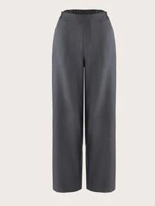 Women's Solid Color Pocket Button Zipper Casual Pants, Suitable For School And Home, Autumn/Winter