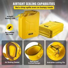 Jerry Fuel Can, 5.3 Gallon/ 20 L Portable Jerry Gas Can With Flexible Spout System, Rustproof And Heat - Resistant Steel Fuel Trucks Equipment, Yellow