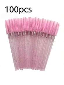 50/100 piezas Cepillo desechable de pestañas, varitas de rímel, juegos de brochas de maquillaje para extensiones de pestañas y cepillo de cejas con contenedor, cepillo de cejas, cepillo de sombra de ojos, spoolie, cepillo spoolie - Multicolor - Ver 15