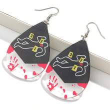 1 Cặp bông tai mặt dây chuyền hình đầu lâu bằng acrylic in hình hiện trường vụ án máu vân tay, quà tặng trang sức Halloween độc đáo cho phụ nữ - Đầy màu sắc - Xem 17