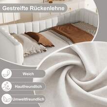 Daybed, 90 X 200 Cm (180 X 200 Cm) Upholstered Bed With Pull-Out Bed, Sofa Bed, Single Bed, Double Bed (Without Mattress), Velvet, Minimalist Style, White - White + Velvet + 90cm*200cm - 查看 6