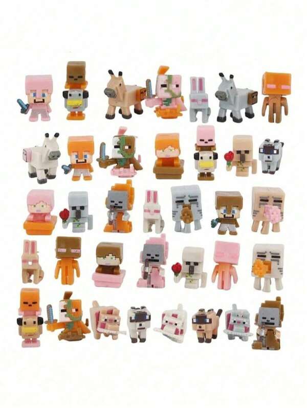 Minecraft 36 قطعة من تماثيل الكتل البكسلية لعبة ماينكرافت، ديكور غرفة، ديكور خزانة العرض، تماثيل ديكور لعبة الرمال، تماثيل ديكور لحفلة عيد الميلاد، هدية رائعة لعيد الميلاد والأعياد والهالوين والكريسماس