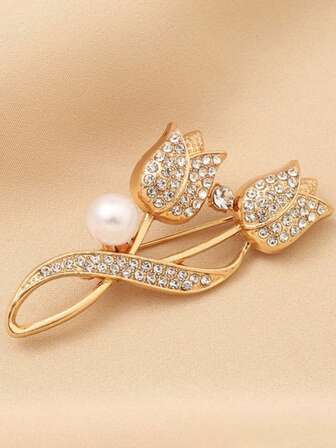 1 st tulpanbrosch i zinklegering i avslappnad stil, passar till blommig krage, t-shirt, chiffongblus, jacka, kostym, julklapp till alla årstider