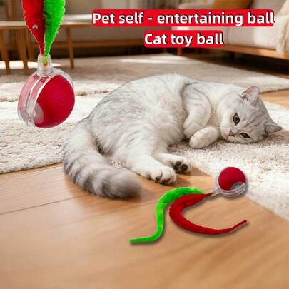 كرة لعب تفاعلية للحيوانات الأليفة ب- 3 أوضاع، كرة ذكية قابلة للشحن عبر USB مع ذيلين طويلين من القماش الناعم، لعبة حيوانات أليفة ذكية للقطط والكلاب، لعبة تلعب بنفسها