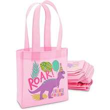 DBLUE PANDA Dinosaur Girl Party Gift Bags Small Pink Totes 24 Count Dinosaur Favor Goodie Bags For Birthday Party Plies - như hình ảnh - Xem 5