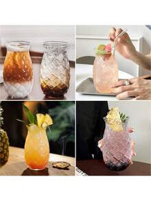 1 件菠萝鸡尾酒杯，豪华浮雕鸡尾酒/果汁杯 - 透明色 - 查看 9