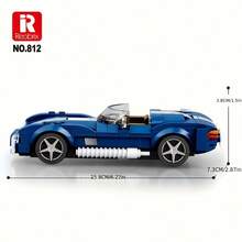 Reobrix No.812 Blue Supercar Building Block Sports Car Assembly Model, Race Car Building Toys For Kids, Suitable For Christmas & Halloween Decoration, DIY Gift For Holidays, Birthdays & Christmas, For Adults / Car Lovers. - Màu xanh lam - Xem 2