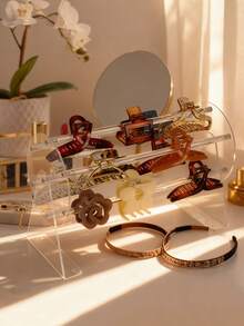 1个亚克力材质360°旋转壁挂/桌面式发夹/发带收纳架，适合女性和女孩使用 - 無色 - 查看 4