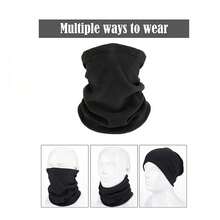 1 件多功能纯色户外围巾保暖防寒羊毛针织防风骑行围巾滑雪面罩男女通用冬季女式颈圈围巾