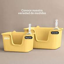 Arenero Inodoro para Gato Caja de con Pala, Paredes Altas Verde, - Amarillo + Regular - Ver 7