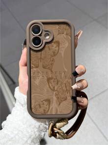 蝴蝶设计 TPU 手机壳适用于 7/X/XS/11/12/13/14/15 系列，耐用超薄防滑保护手机壳，优雅时尚 - 棕色 - 查看 2