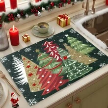 1pc Christmas Theme Trivet Mat, Christmas Pattern Absorbent Drying Mat, Kitchen Decor Coffee Machine Mat, Handmade Coffee Pot Draining Mat, Kitchen Floor Mat, Dining Table Mat, Kitchen Counter Dish Drying Mat, Breakfast Mat, Anti-Slip Heat-Resistant Draining Mat, Diatomite Draining Mat, Hides Stains, Super Absorbent Kitchen Mat, Easy To Clean Dish Rack Mat, Suitable For Kitchen, Dining Table, Cafe, Bar, Holidays, Parties, Home Decor, Holiday Gifts