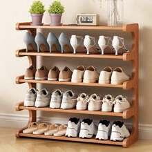 LOVEWE 4/5/6-Tier Natural Wood Color Wooden Shoe Rack - Multi-Layer Freestanding Shoe Storage Organizer With Wood Grain Finish, Stackable Shoe Shelves For Entryway, Closet, Hallway, Mudroom, And Front Door, Space-Saving Narrow Shoe Organizer Fits 15-24 Pairs Of Shoes, Easy Assembly Home Storage Supplies For Renters​ - 5層70棕色 - 查看 11