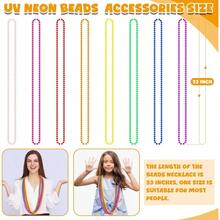 abalorio Mardi Gras que brillan en la oscuridad, 50 collares metlicos de abalorio de nen con luz y colores, collar de 33 pulgadas para disfraces de fiestas, festivales, desfiles, accesorios de boda - 12 - Ver 4