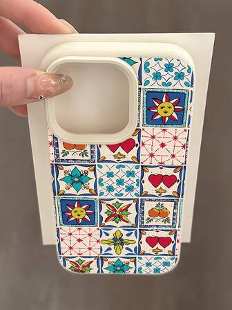 1pc Fashionable Personalized Sun & Star Patchwork Pattern Shockproof Milky White Liquid Straight Edge TPU Phone Case Compatible With Iphone 16 Pro Max/16/16 Pro/16 Plus/15/15 Pro Max/15 Pro/11/12/13/14 Pro Max/11 Pro/11 Pro Max/12 Pro/12 Pro Max/13 Pro/13 Pro Max/14 Pro/14 Pro Max, Soft Case With Elegant Feel