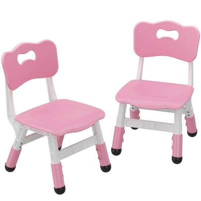 Sillas infantiles (paquete de 2), con altura ajustable de 3 niveles para niños y niñas. Silla infantil de plástico para el hogar, la familia y el aula.