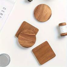 5pcs Wooden Coasters, Round And Square Cup Mats For Tea And Coffee, Heat Insulation Coasters, Suitable For Bar, Kitchen, Home, Dining Table Decor, Halloween, Thanksgiving, Christmas, New Year Gifts