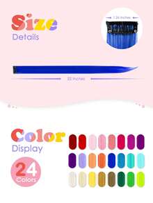 16 piezas de extensiones de cabello de colores con clip - Mechones sintéticos de arcoíris de 22 pulgadas con 8 colores para niños y niñas, regalo de fiesta de cumpleaños - Multicolor - Ver 3