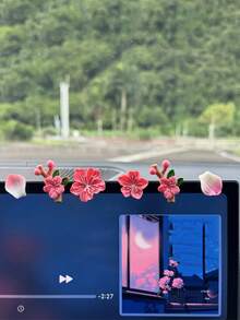 6 piezas Accesorios de decoración interior de coche - Decoración de pantalla de salpicadero de coche con flor de melocotón 3D - Unitalla - Ver 11