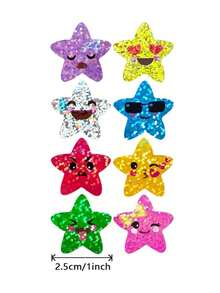 500 piezas de pegatinas holográficas en forma de estrella de colores, duraderas y autoadhesivas, adecuadas para útiles de maestros, recompensas escolares y preescolares, elogios de padres, útiles escolares, cajas de regalo, planificadores, sobres, flores, productos horneados, cafeterías, envoltorios de dulces, sellos decorativos - Multicolor - Ver 3