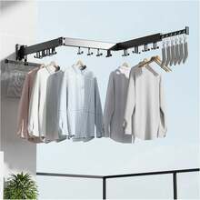 Telescopic Clothes Drying Racks - Black 3 Folds - View 1