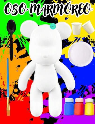 Oso blanco para pintar decoraciones y juguetes para ninos y ninas arte y manualidades oso de peluche blanco para pintar actividad creativa infantil kit manualidades perfecto para escuelas fiestas infantiles proyectos artistico juego sensorial y regalo didactico