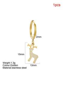 1pc Y2K Stainless Steel Enamel Cartoon Christmas Santa Claus & Reindeer Stocking Earrings, Suitable For Christmas Wear And Everyday Autumn/Winter Wear