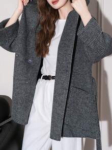 Alicedudu معطف أنيق للنساء مع جيوب ذو أزرار أمامية ومنطقة خصر مربوطة، مناسب للمكتب والأزياء اليومية، موسم الخريف/الشتاء