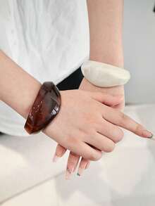 1pc Women's Fashion Open Bangle Bracelet, New Personalized Candy Color Resin Bracelet Jewelry Gift, Suitable For Women, Students, Girls For Daily Matching, Party, Banquet, Travel