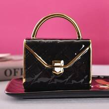 Unique Ceramic Pink Blue Coffee Mug Cup And Saucer Set And Spoon Cute Fancy Girly Afternoon Tea Set Purse Gift 10 Oz/300 Ml Black