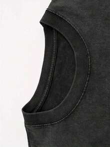 Cute Cat Funny Graphic Graphic T-ShirtMen's Cotton T-Shirt, 230G Washed Short-Sleeve T-Shirt, Suitable For Halloween, Christmas And Spring Festival Gifts - 黑色 - 查看 5