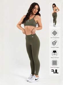 Women's Fitness Top And Leggings Set, Zero Transparency, Running, Yoga, Compression Shaping, Volleyball - 綠色 - 查看 1